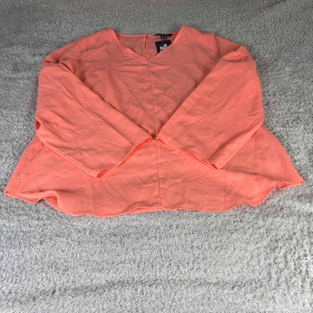 Lands End Outfitters Coral Pink V-Neck 3/4 Sleeve Blouse Top Size 20 NEW